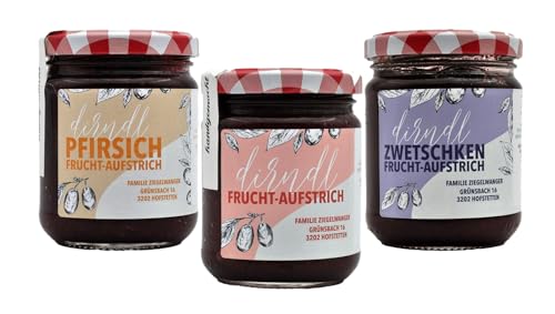 Kornelkirsche Dirndl Fruchtaufstrich 3er Mix | 3 unterschiedliche fruchtig-frische Sorten: Pur + Pfirsich + Zwetschken | 3 x 220g I mit Liebe handgemacht aus dem Pielachtal in Niederösterreich Kornelkirsche Dirndl Fruchtaufstrich 3er Mix | 3 unterschiedliche fruchtig-frische Sorten: Pur + Pfirsich + Zwetschken | 3 x 220g I mit Liebe handgemacht aus dem Pielachtal in Niederösterreich von Generisch