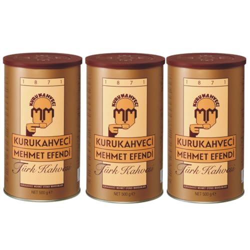Kurukahveci Mehmet Efendi Türkischer Mokka – Traditioneller Kaffeegenuss aus Istanbul – Intensiv Aromatisch & Fein Gemahlen – Perfekt für die Cezve Zubereitung (3 x 500 g, Mokka) von Generisch