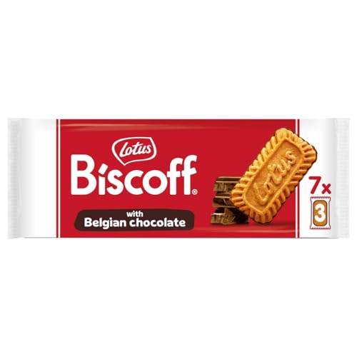 LOTUS Biscoff Karamellisierte Kekse mit belgischer Schokolade 7 Packungen à 3 Stück 154 g Packung mit 4 von Generisch