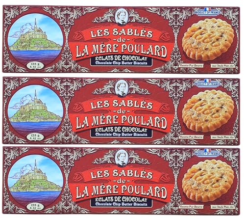 La Mère Poulard Eclats De Chocolat | Mürbegebäck mit Schokoladenstückchen 3 x 125g Vorteilspack von Generisch