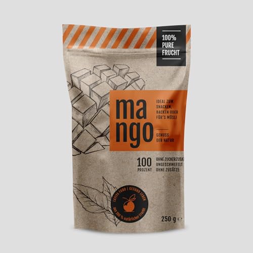 Lafiya Food Getrocknete Bio Mango - Reine, ungeschwefelte Mango ohne Zucker-Zusatz, Zusatzstoffe oder Konservierungsmittel - Zum Naschen, Backen oder fürs Müsli – 80 g Wiederverschließbare Packung von Generisch