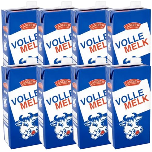 Landhof Holländische Milch Teilentrahmte Milch fettarme Haltbare Milch Vollfett Fett, je 1 Liter,8 Stück Landhof Holländische Milch Teilentrahmte Milch fettarme Haltbare Milch Vollfett Fett, je 1 Liter,8 Stück von Generisch