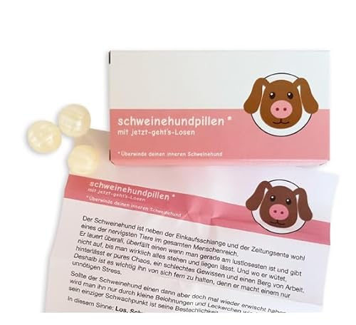 Liebeskummerpillen "Schweinehundpillen"| Inhalt: 25 g Fruchtbonbons mit Erdbeergeschmack und ein witziger Beipackzettel mit praktischer Anleitung | Geschenkidee für Faulpelze | Motivationsgeschenk Liebeskummerpillen "Schweinehundpillen"| Inhalt: 25 g Fruchtbonbons mit Erdbeergeschmack und ein witziger Beipackzettel mit praktischer Anleitung | Geschenkidee für Faulpelze | Motivationsgeschenk von Generisch