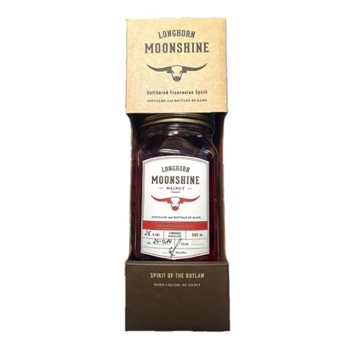 Longhorn Moonshine "Walnuss" I Kombi - Set" I Original handcraftet Bourbon Style Whiskey Likör I Unfiltered franconian Spirit I 25% vol. I 0,5 l von Generisch