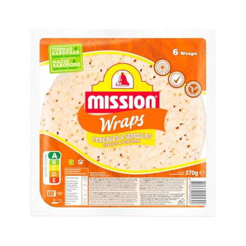 MISSION Weizentortillas mit Leinsamen speziell für Wraps 370 g Packung mit 3 von Generisch