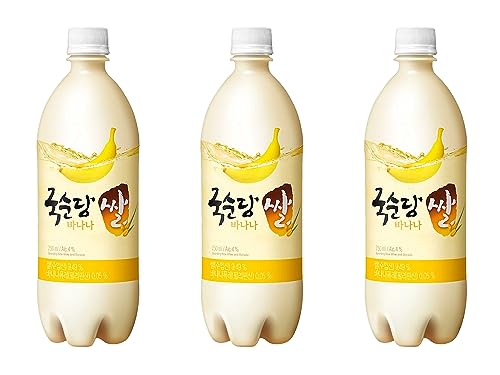 Makgeolli Mix Set - 3er Set Koreanischer, Ungefilterter Reisweis, Original, Banane, Pfirsich - Frisch & Spritzig, 6-7% Vol, 750ml von Generisch