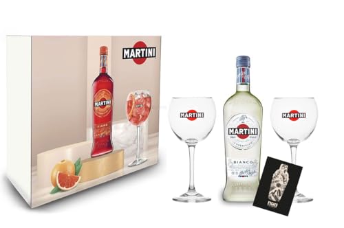 Martini Bianco Schuber Geschenkset - Wermuth 0,75L (14,4% Vol) + 2x Ballon Glas/Gläser-Set- [Enthält Sulfite] von Generisch