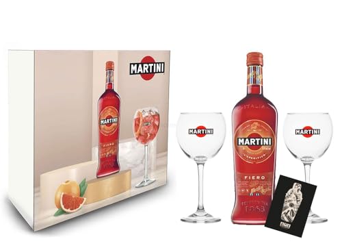 Martini Fiero Geschenkset - Fiero Wermut 0,75l (14,4% Vol) + Martini Royale Ballon Cocktail Glas Set - 2x Gläser 47cl- [Enthält Sulfite] von Generisch