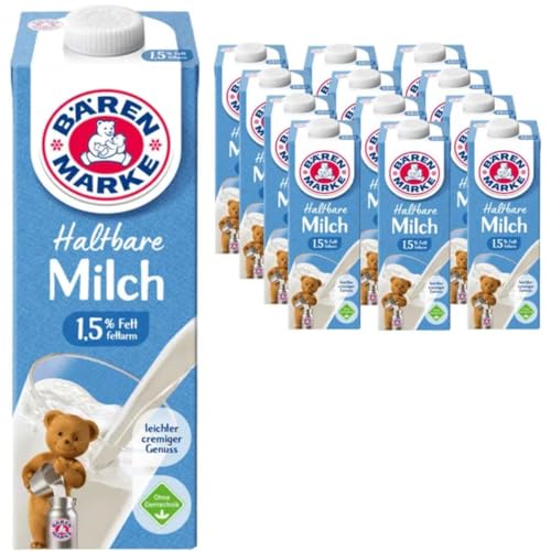 Milch Bärenmarke fettarme H-Milch 1,5% Fett HALTBARE MILCH, je 1 Liter, 12 Stück mit pufai grocery Milch Bärenmarke fettarme H-Milch 1,5% Fett HALTBARE MILCH, je 1 Liter, 12 Stück mit pufai grocery von Generisch