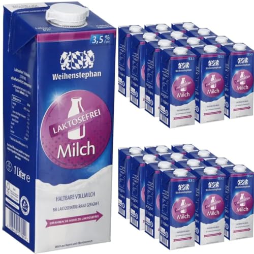 Milch Weihenstephan fettarme H-Milch 3,5% Fett laktosefrei, je 1 Liter, 24 Stück mit Pufai Grocery Milch Weihenstephan fettarme H-Milch 3,5% Fett laktosefrei, je 1 Liter, 24 Stück mit Pufai Grocery von Generisch
