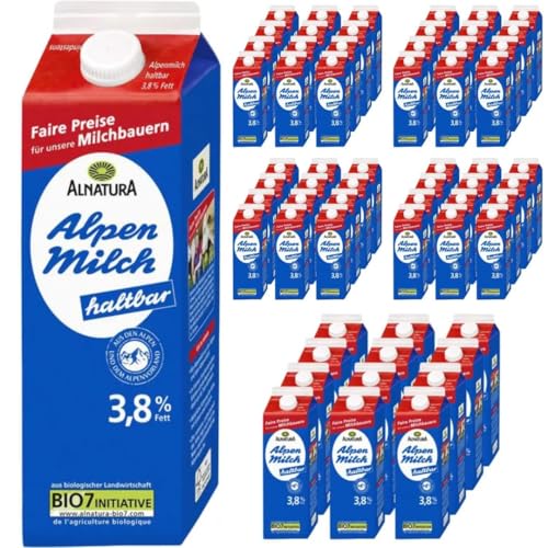 Milch fettarme H-Milch 3,8% Fett Haltbare Milch Alpenmilch, je 1 Liter, 60 Stück mit Pufai Grocery Milch fettarme H-Milch 3,8% Fett Haltbare Milch Alpenmilch, je 1 Liter, 60 Stück mit Pufai Grocery von Generisch