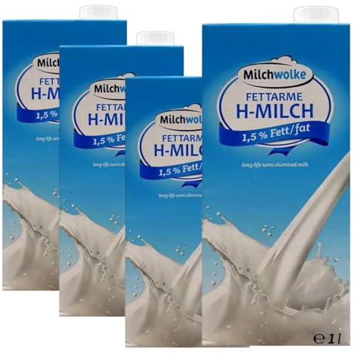 Milchvolke Haltbare Milch fettarme H-Milch 1,5% Fett, je 1 Liter, 4 Stück Milchvolke Haltbare Milch fettarme H-Milch 1,5% Fett, je 1 Liter, 4 Stück von Generisch