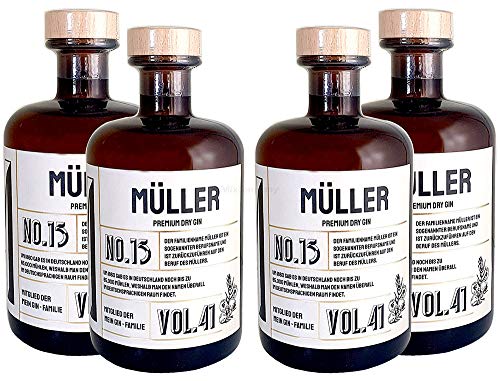 Müller s Premium Dry Gin No13-4er Set Der Müller Gin 0,5L (41% Vol)- [Enthält Sulfite] von Generisch