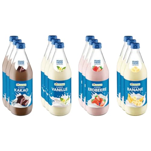 Münsterland Milch-Mix Probierpaket (12 x 0,5 l) SET, Mischung Banane, Erdbeere, Vanille, Kakao von Generisch