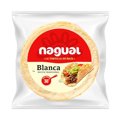 NAGUAL Mexikanische weiße Maistortillas (traditionelles Rezept) 8 Stück 200 g Packung mit 4 von Generisch