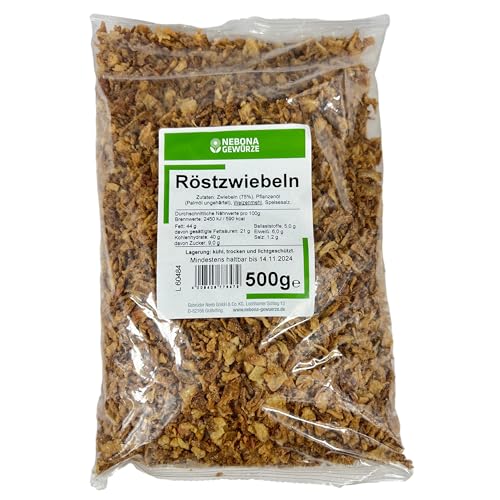 NEBONA Gewürze - Premium Röstzwiebeln 500 g Packung in Gastro-Qualität - Aromatisch knusprige geröstete Zwiebeln getrocknet für Salate, Suppen, Sandwiches & Hot-Dogs (Großpackung) von Generisch