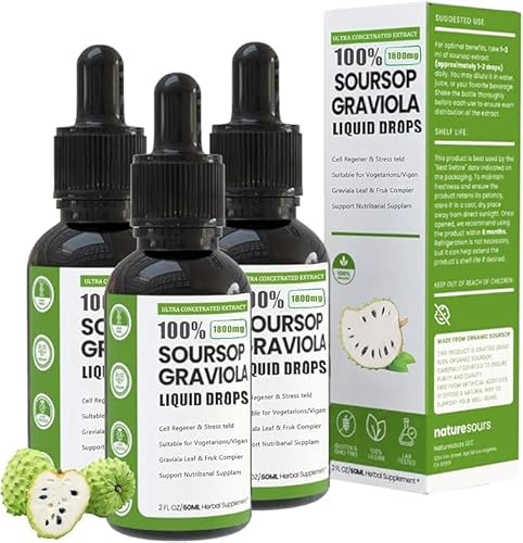 Naturesours Organic Soursop Extract, 100% Pure Organic Soursop Extract,Organic Soursop Extract Drops,Natural Flavor,Soursop Multivitamin Drops,Sugar/Gluten Free (3 pcs) von Generisch