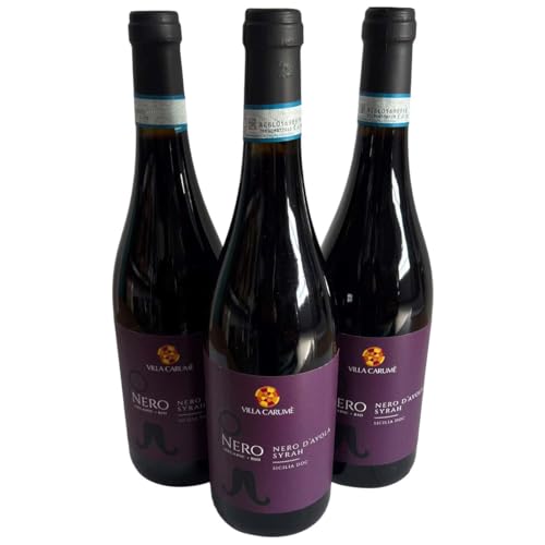 Nero d'Avola - Syrah DOC BIO 2021, Villa Carumè, Bio-Rotwein aus Italien, 750 ml, 3er-Set von Generisch