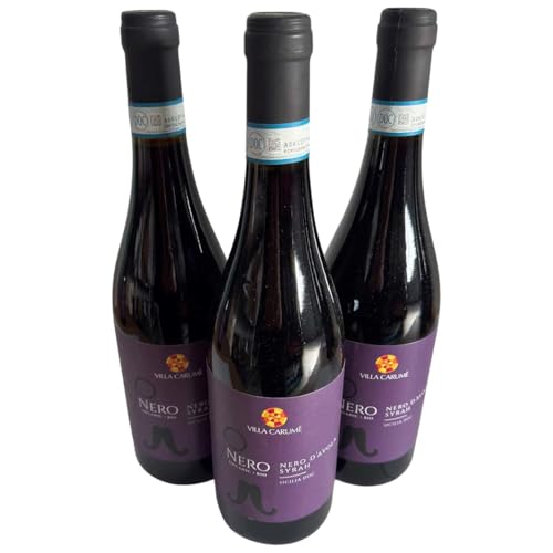 Nero d'Avola - Syrah DOC BIO 2023, Villa Carumè, Bio-Rotwein aus Italien, 750 ml, 3er-Set von Generisch