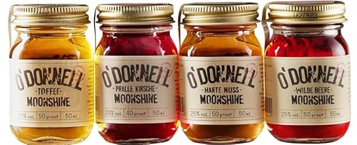 O`Donnell Moonshine - 4er Mini Classic Box + O`Donnell Schlüsselanhänger I Natürliche Zutaten I Premium Schnaps nach amerikanischer Tradition I 25% Vol. Alkohol von Generisch