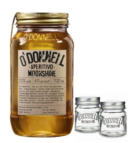 O`Donnell Moonshine "Aperitivo" I "Shot & Share Combo" I 2 Shotgläser I Natürliche Zutaten I Premium Schnaps nach amerikanischer Tradition I 20% Vol. Alkohol von Generisch