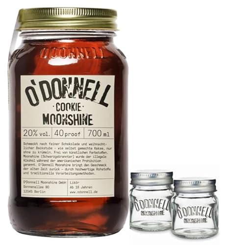 O`Donnell Moonshine I "Shot & Share Combo" I “Cookie” I 2 Shotgläser I Natürliche Zutaten I Premium Schnaps nach amerikanischer Tradition I 20% Vol. Alkohol von Generisch