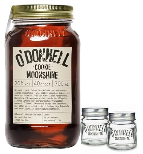 O`Donnell Moonshine I "Shot & Share Combo" I “Cookie” I 2 Shotgläser I Natürliche Zutaten I Premium Schnaps nach amerikanischer Tradition I 20% Vol. Alkohol von Generisch