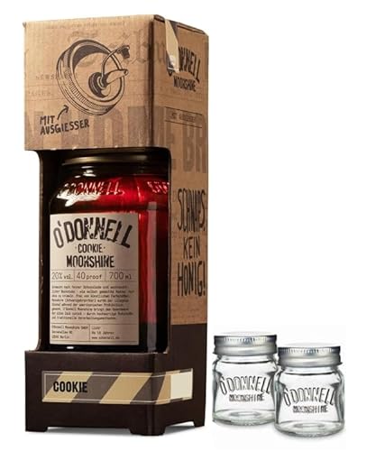 O`Donnell Moonshine I "Shot & Share Combo" I Kombiset “Cookie” I 2 Shotgläser I Natürliche Zutaten I Premium Schnaps nach amerikanischer Tradition I 20% Vol. Alkohol von Generisch