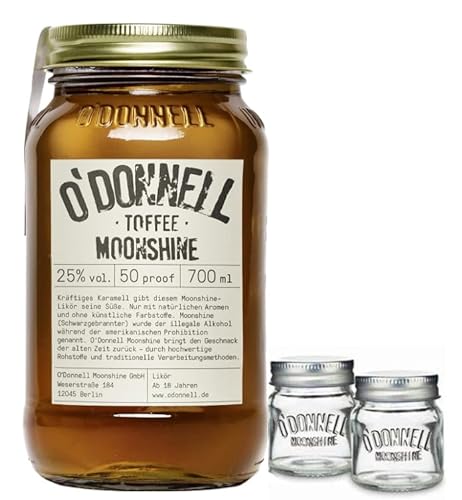 O`Donnell Moonshine "Toffee" I "Shot & Share Combo" I 2 Shotgläser I Natürliche Zutaten I Premium Schnaps nach amerikanischer Tradition I 25% Vol. Alkohol von Generisch