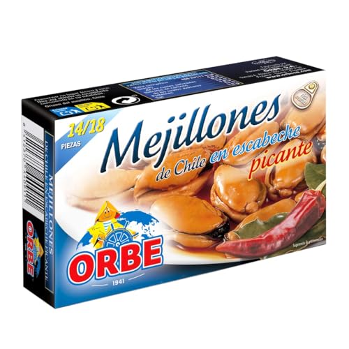 ORBE Miesmuscheln in scharfer Escabeche 14/18 Stück 69 g. 9er-Packung. ORBE Miesmuscheln in scharfer Escabeche 14/18 Stück 69 g. 9er-Packung. von Generisch