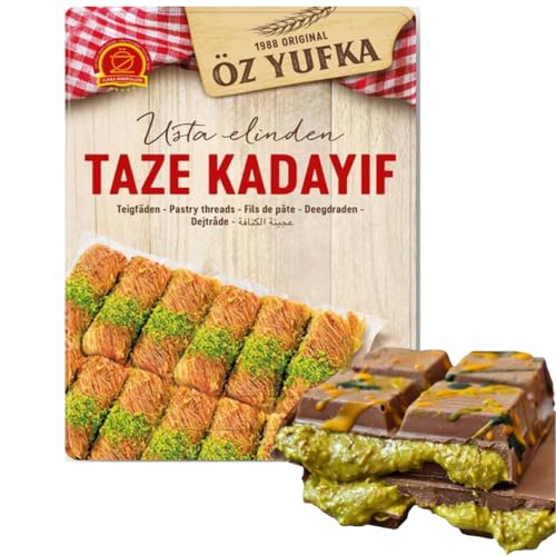 OZYUFKA Frisch Teigfäden Kataifi Kadayıf Shredded Fillo Teig Gebäck Kadaifi Fäden Taze Kadayif für Dubai-Schokolade 400 gr OZYUFKA Frisch Teigfäden Kataifi Kadayıf Shredded Fillo Teig Gebäck Kadaifi Fäden Taze Kadayif für Dubai-Schokolade 400 gr von Generisch