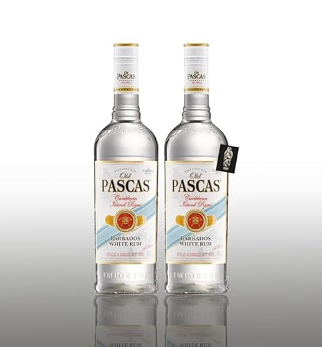 Old Pascas 2er-Set white Rum 2x0,7l (37,5% vol.) distilled in Barbados/West Indies Caribbean Island Rum inkl. Mixcompany Postkarte- [Enthält Sulfite] von Generisch