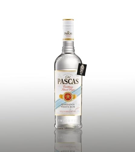 Old Pascas white Rum 0,7l (37,5% vol.) distilled in Barbados/West Indies Caribbean Island Rum inkl. Mixcompany Postkarte- [Enthält Sulfite] von Generisch