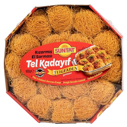 Original orientalische Tel Kadayif Engelshaar Teigfäden für Dubai Schokolade - 100% Handgemacht und Traditionell authentischer Geschmack – Sorgfältig geröstet für eine goldbraune Farbe (400 g Packung) Original orientalische Tel Kadayif Engelshaar Teigfäden für Dubai Schokolade - 100% Handgemacht und Traditionell authentischer Geschmack – Sorgfältig geröstet für eine goldbraune Farbe (400 g Packung) von Generisch