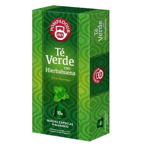 POMPADOUR Grüntee-Kapseln mit Pfefferminze 10 Stk. 32 g. 6er-Pack. von Generisch