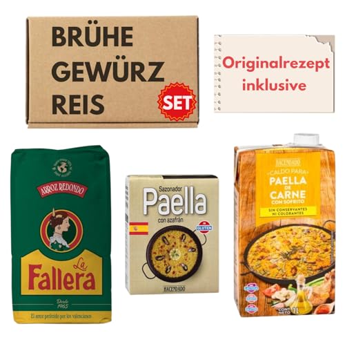 Paella Reis + Paella Gewürz + Original Hausgemachte Brühe | Spanisches Paella-Set von Generisch