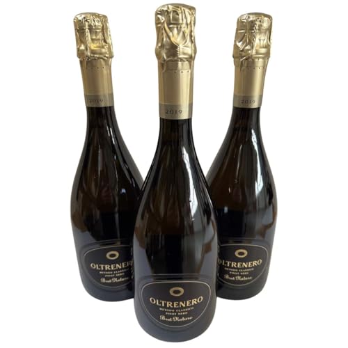 Pinot Nero Pavese Brut Nature Metodo Classico DOCG 2019, Oltrenero, Schaumwein aus Italien, 750ml, 3er-Set von Generisch