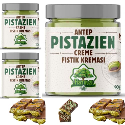 Pistazien Creme Perektif geeignet für die Verwendung von Pistazienpaste und Dubai-Schokolade 200 Gramm x 3 STÜCK mit Pufai Pistazien Creme Perektif geeignet für die Verwendung von Pistazienpaste und Dubai-Schokolade 200 Gramm x 3 STÜCK mit Pufai von Generisch