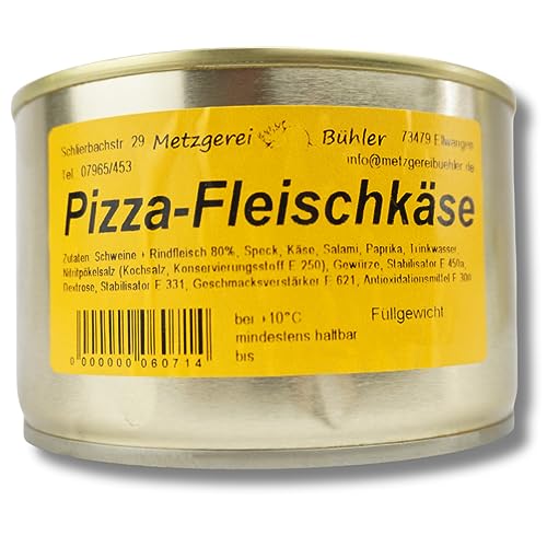 Pizza Leberkäse Dosenwurst 120g bis 400g Pizza Fleischkäse Wurstkonserve aus 80% Deutschem Rindfleisch und Schweinefleisch aus der Metzgerei Bühler von Generisch
