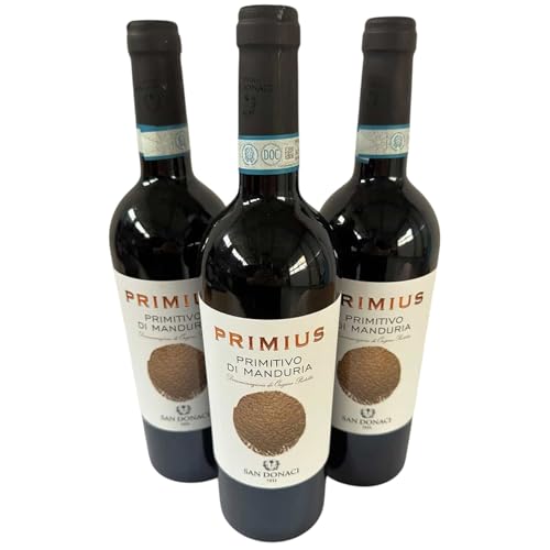 San Donaci, "Primius" Primitivo di Manduria DOP 2021, Rotwein aus Italien, 750 ml, 3er-Set von Generisch