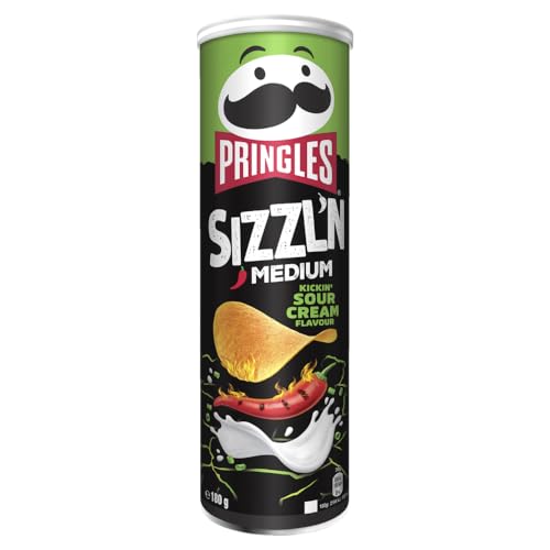 Pringles Sizzl'n Kickin' Sour Cream Flavour (19 x 180 g) – der unwiderstehliche Snack-Klassiker in der praktischen Dose – mittelscharfe Chips mit Sour Cream Geschmack – Pop. Play. Eat. von Generisch