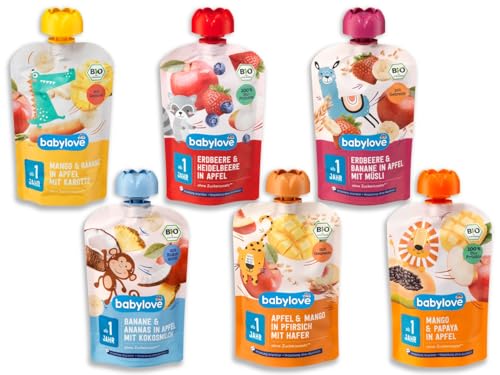 Quetschie Probierpaket ab 1 Jahr – 6 Sorten (Mango, Banane, Erdbeere, Heidelbeere, Ananas, Kokosmilch, Apfel, Karotte) – Geschenkset ohne Zuckerzusatz von Generisch