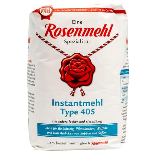 Rosenmehl - Premium Instantmehl Weizenmehl Type 405 besonders locker und rieselfähig 1000 g - Ideal für Pfannenkuchen, Waffeln, Biskuitteig und zum Andicken von Suppen und Soßen (naturbelassen) von Generisch