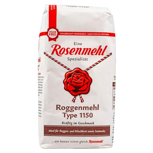 Rosenmehl - Premium Roggenmehl Typ 1150 kräftig im Geschmack 1000 g - Ideal für Roggen- und Mischbrot sowie Semmeln - Feines Qualitäts-Mehl zum Backen und Kochen (naturbelassen) von Generisch