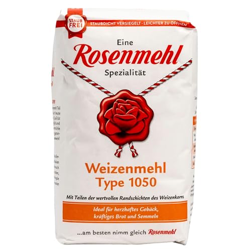 Rosenmehl - Premium Weizenmehl Type 1050-1000 g Packung mit Teilen der wertvollen Randschichten des Weizenkorns - Ideal für herzhaftes Gebäck, kräftiges Brot und Semmeln Rosenmehl - Premium Weizenmehl Type 1050-1000 g Packung mit Teilen der wertvollen Randschichten des Weizenkorns - Ideal für herzhaftes Gebäck, kräftiges Brot und Semmeln von Generisch