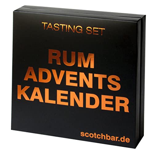 Rum Adventskalender in edler Geschenkbox exklusiv von scotchbar – 24 hochwertige Rum aus Kuba, Jamaika, Trinidad & Tobago, Nicaragua, Venezuela, von scotchbar