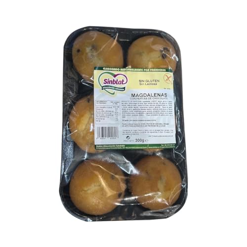 SINBLAT Glutenfreie Madeleines mit Schokostückchen SINBLAT, 6 Stück 300 g. 3er Pack von Generisch