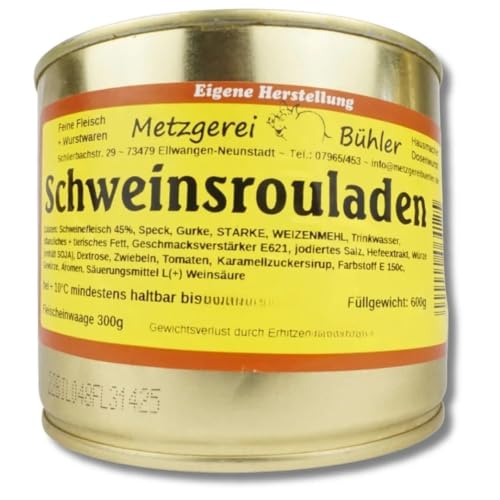 Schweinsrouladen 600g in Deftiger Sauce Fertiggericht direkt vom Metzger lang haltbare Fleischkonserve in der Dose von Generisch