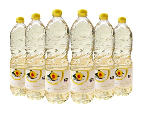 Sonnenblumenöl 6 X 1Liter - Hochwertiges Premium Bratöl, Sunflower Speiseöl, wertvoll im Geschmack - vegan, glutenfrei von Gut & Günstig
