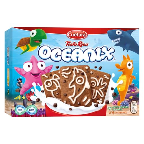 TOSTA RICA Oceanix von Cuetara Schokoladenkekse mit lustigen Meeresmotiven 400 g Packung mit 3 von Generisch